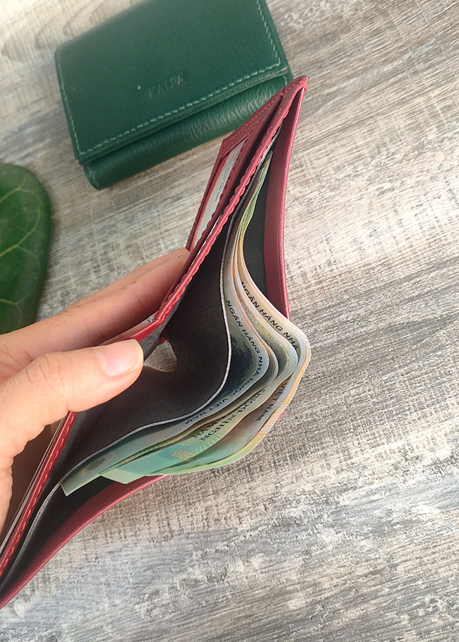 Ví da nam Kalpa màu đỏ đô, style cổ điển - Ảnh 5