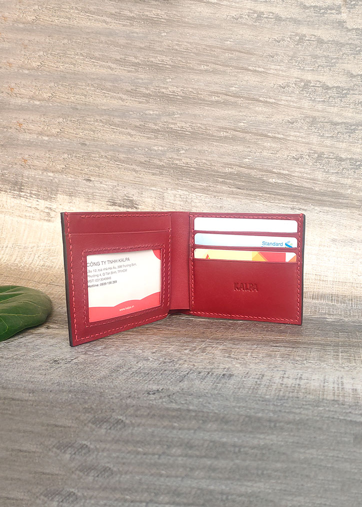 Ví da nam Kalpa màu đỏ đô, style cổ điển - Ảnh 2