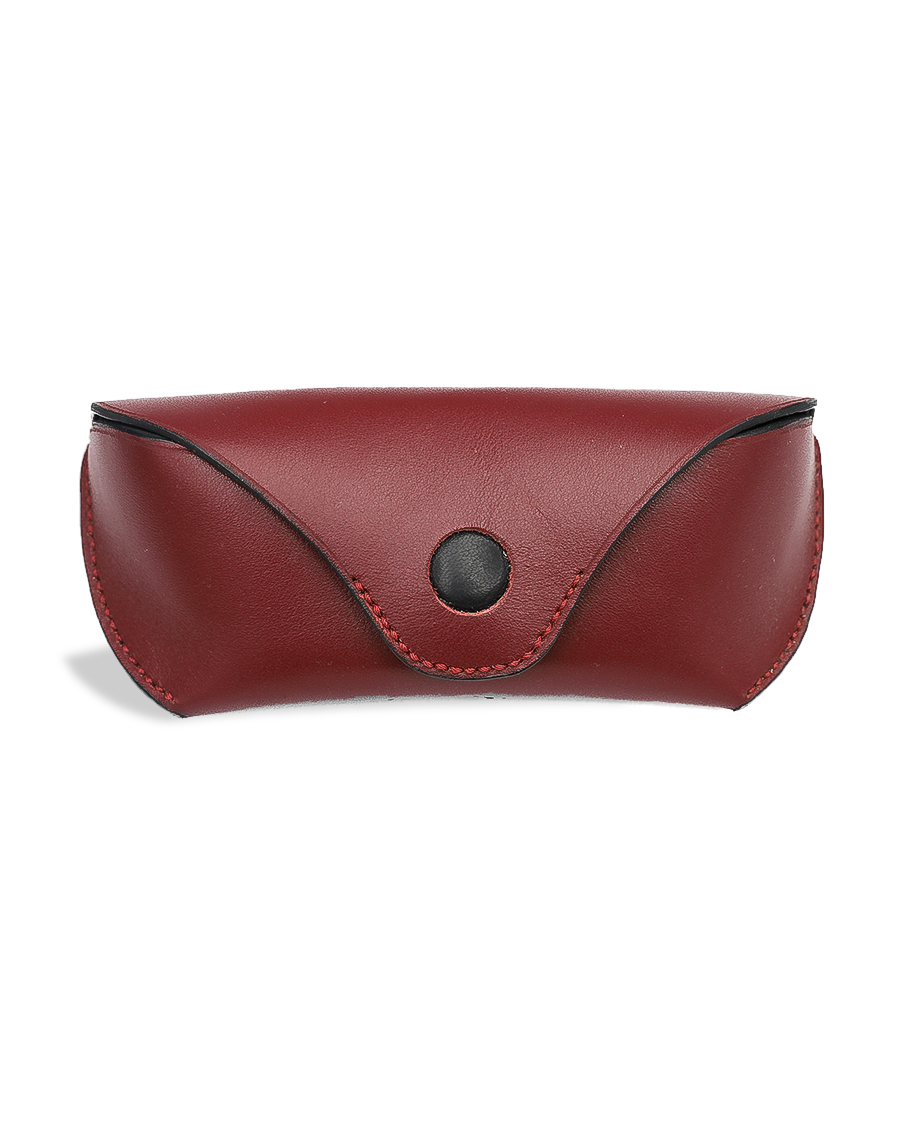 Kalpa Red Bordeaux Leather Glasses Case D003 - Bao đựng mắt kính bằng da bò có đai đeo thắt lưng (Thủ công)