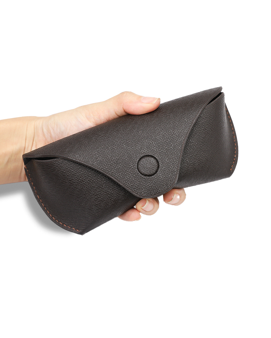 Kalpa Red Black Leather Glasses Case D003 - Bao đựng mắt kính bằng da bò có đai đeo thắt lưng (Thủ công)