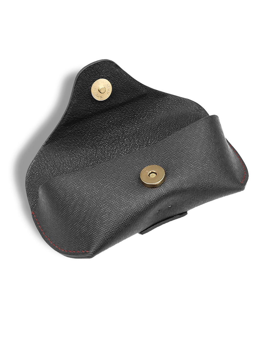 Kalpa Red Black Leather Glasses Case D003 - Bao đựng mắt kính bằng da bò có đai đeo thắt lưng (Thủ công)
