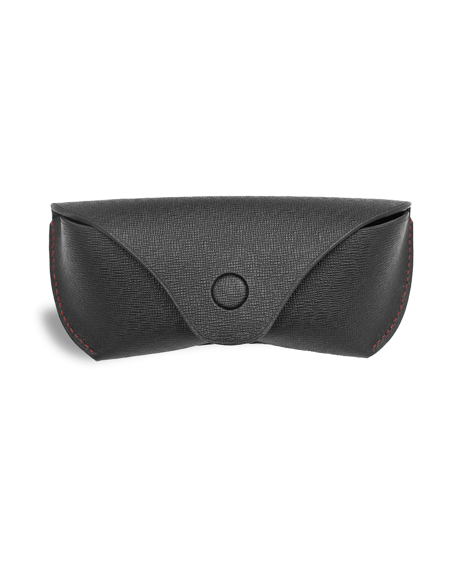 Kalpa Red Black Leather Glasses Case D003 - Bao đựng mắt kính bằng da bò có đai đeo thắt lưng (Thủ công)