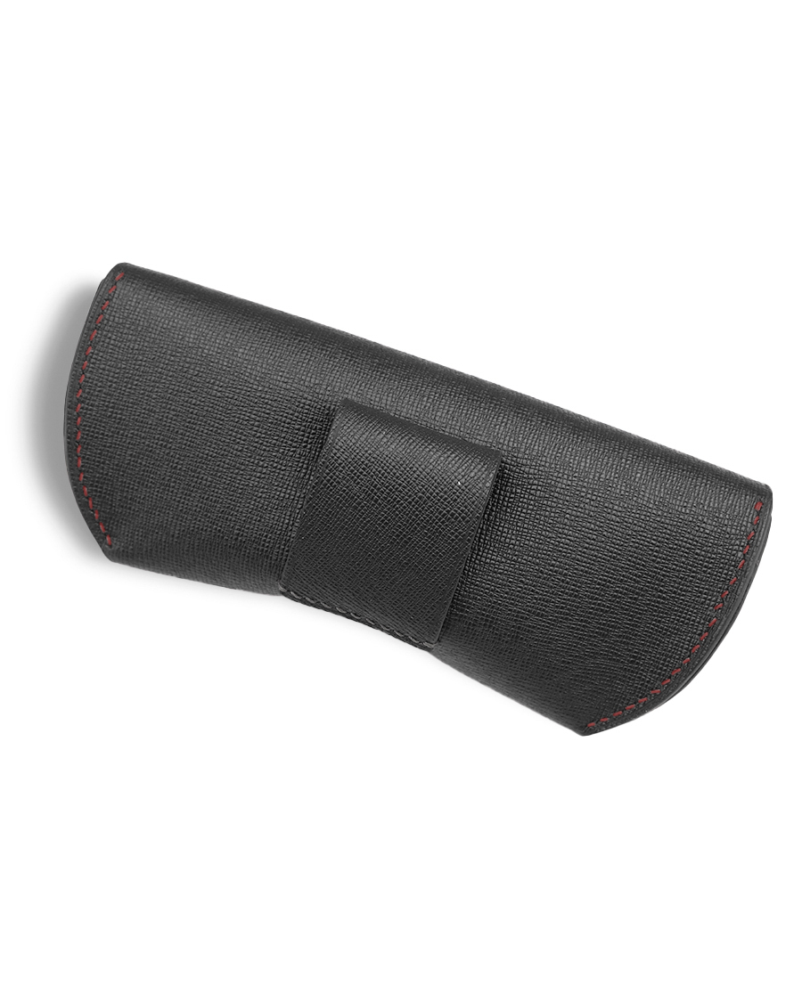 Kalpa Red Black Leather Glasses Case D003 - Bao đựng mắt kính bằng da bò có đai đeo thắt lưng (Thủ công)