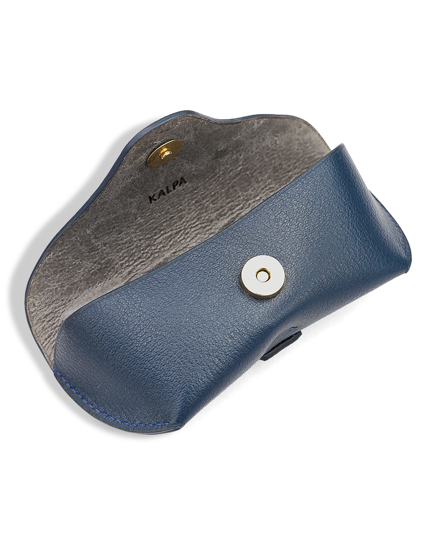 Kalpa Blue Leather Glasses Case X007 - Bao đựng mắt kính bằng da bò có đai đeo thắt lưng